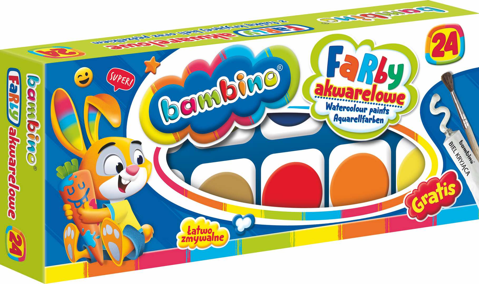 Farby akwarelowe 24 kolory Bambino